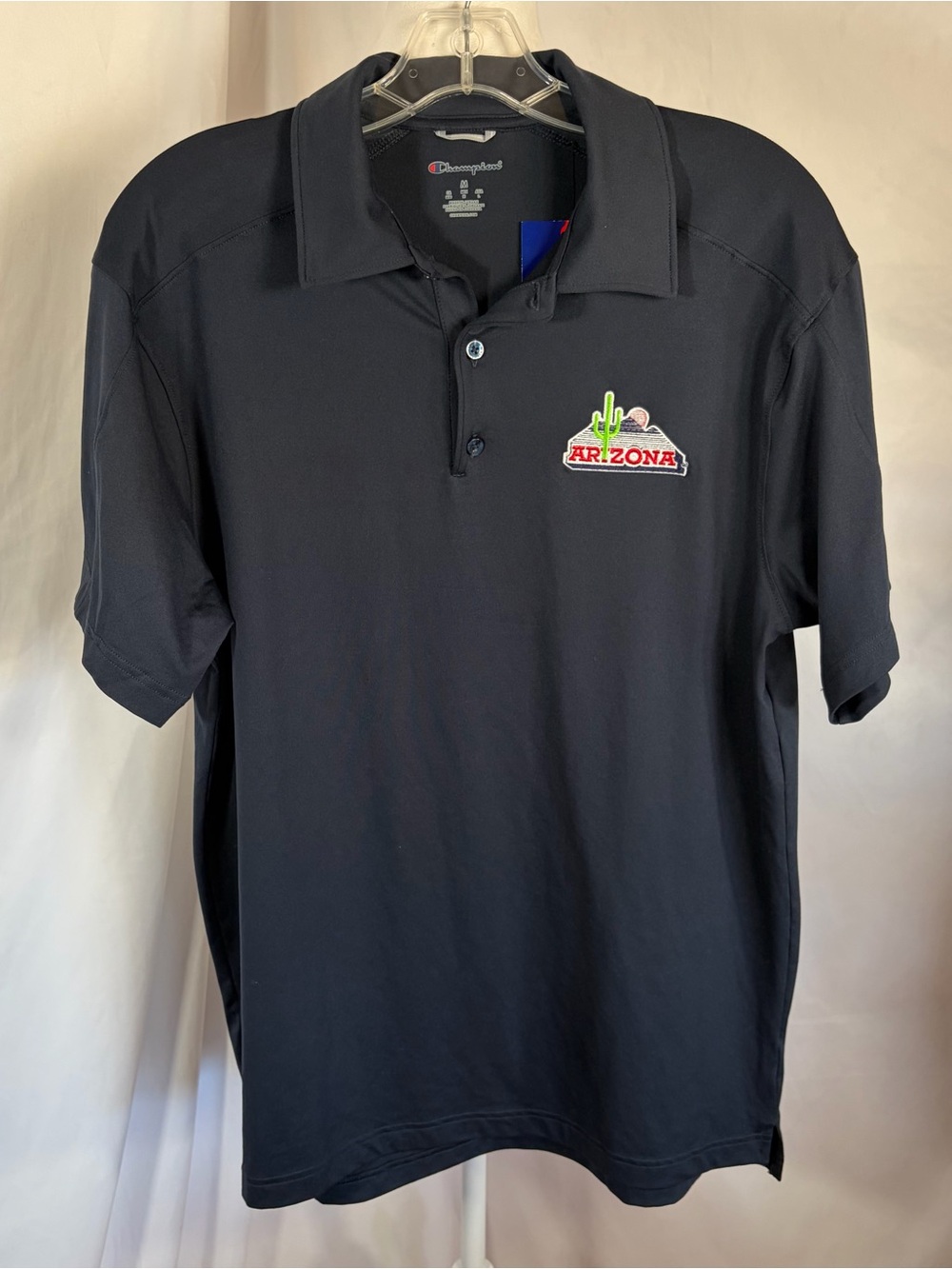 Champion Men’s Polo Shirt with University of Arizona Cactus Embroidery Navy Med